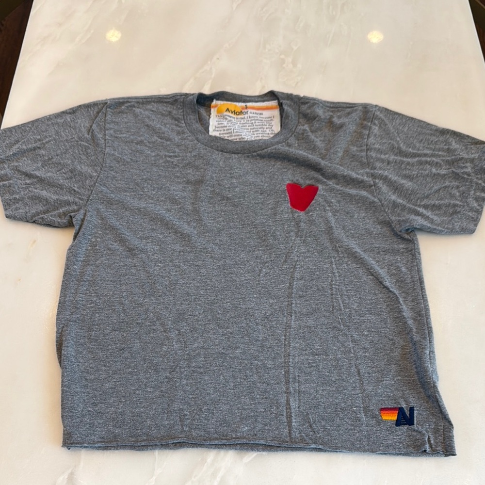Aviator Nation Charcoal Tee with Red Heart